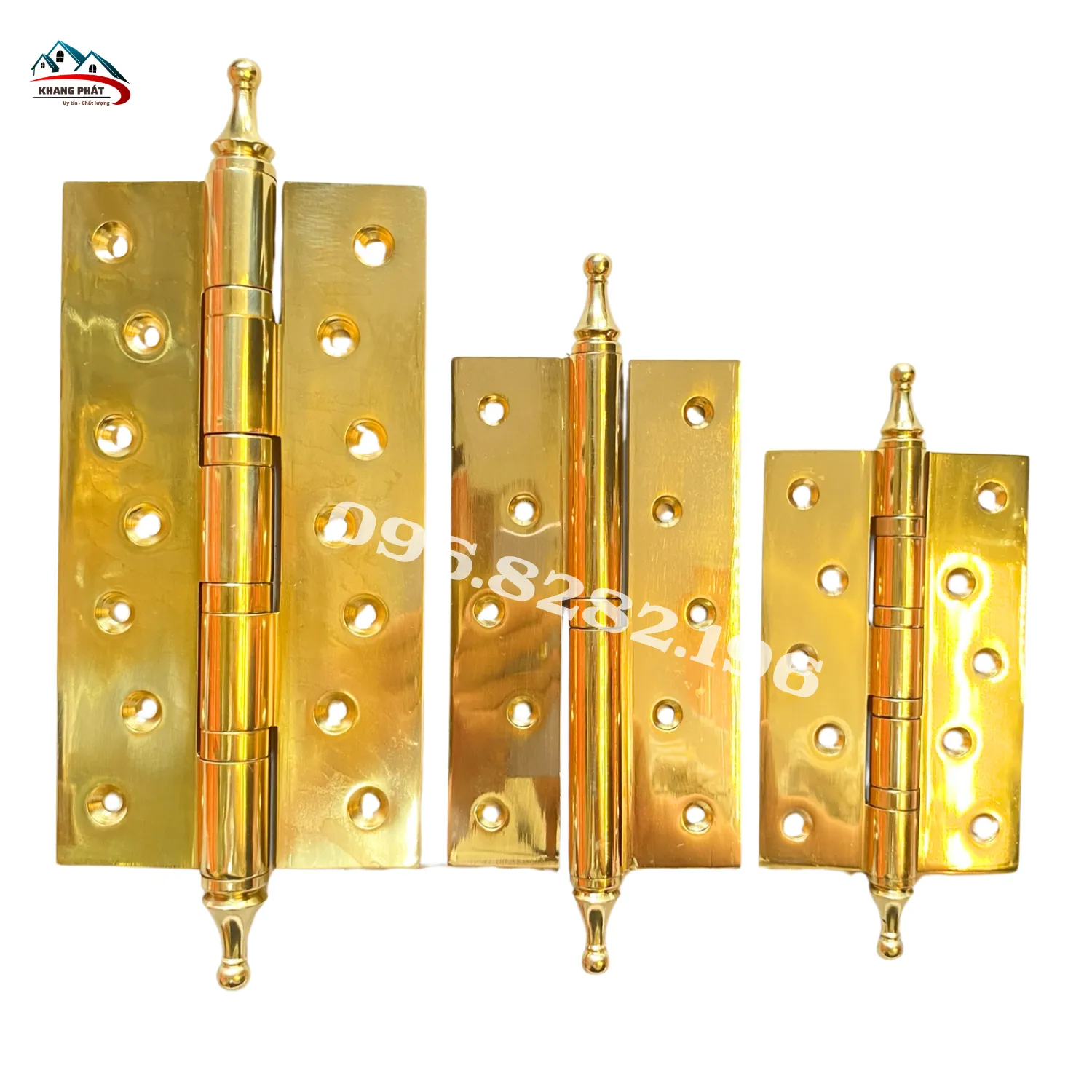 bản lề đồng trơn vàng bóng KP300 cao cấp cho cửa gỗ