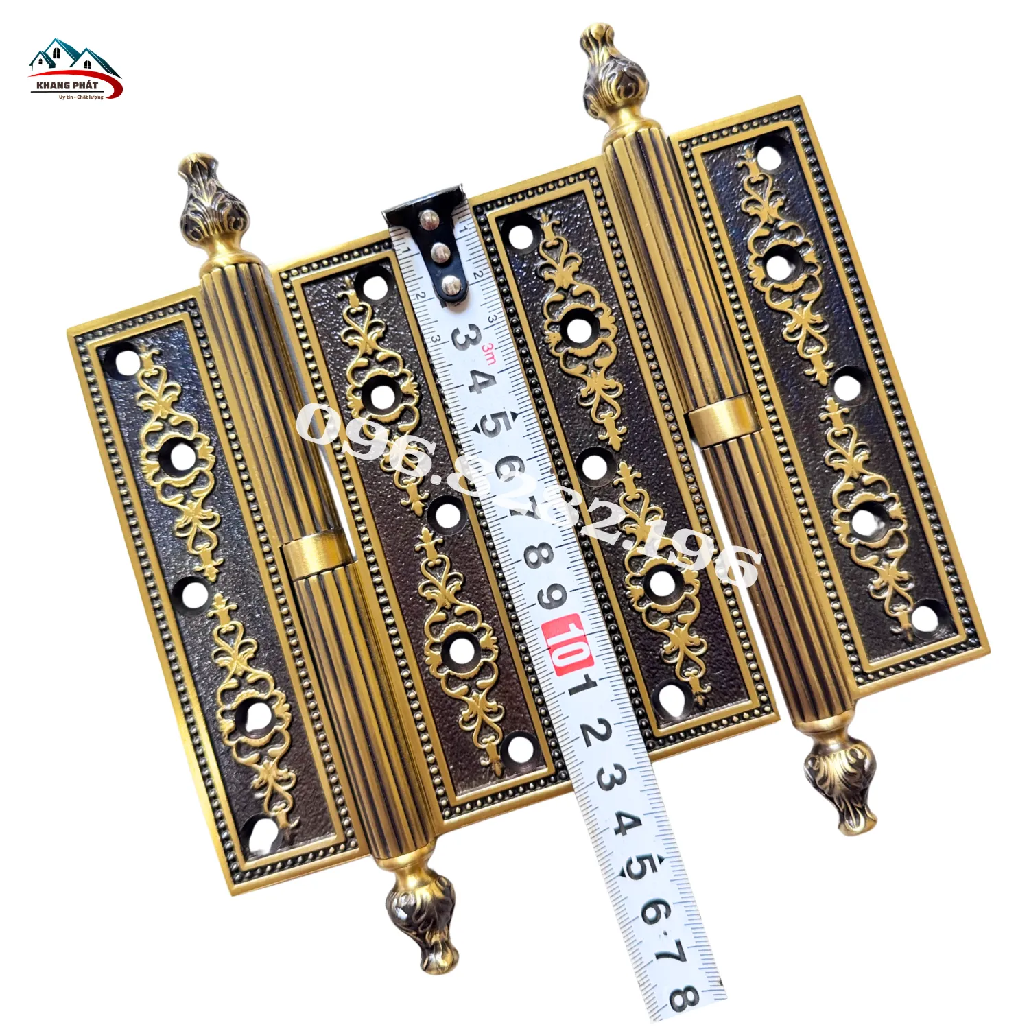 Bản lề cối đồng hoa văn chóp búp sen màu đen cổ điển
