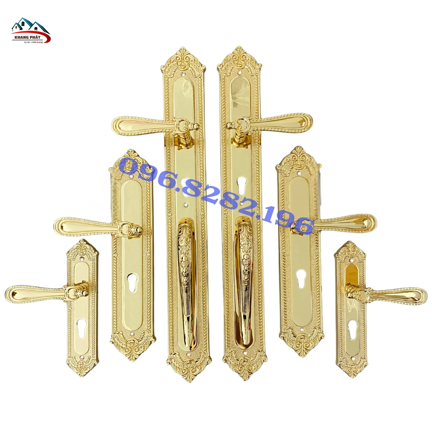 Khoá cửa bằng đồng KP666 vàng 24K cao cấp cho biệt thự