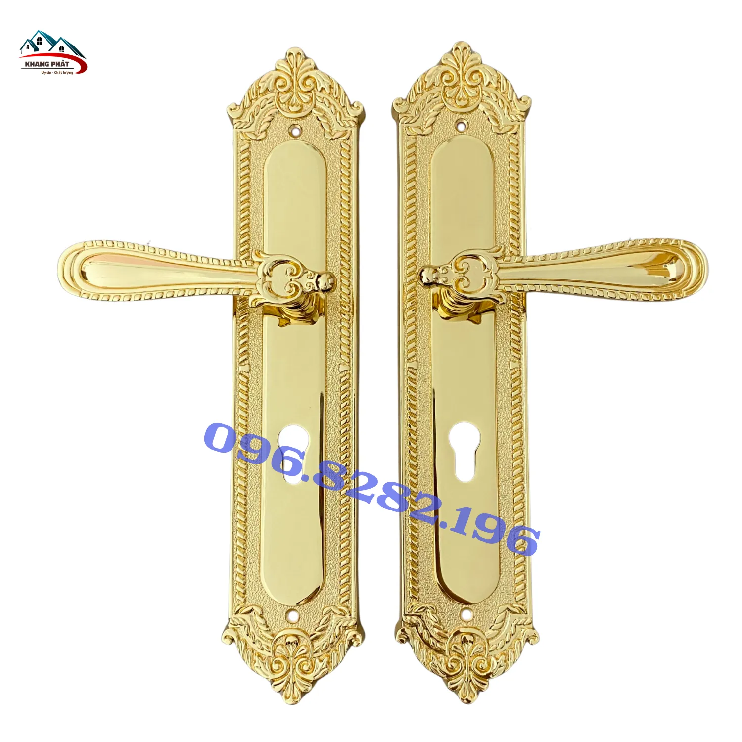 Khoá cửa chính KP666 đồng vàng 24K dài 38cm cao cấp