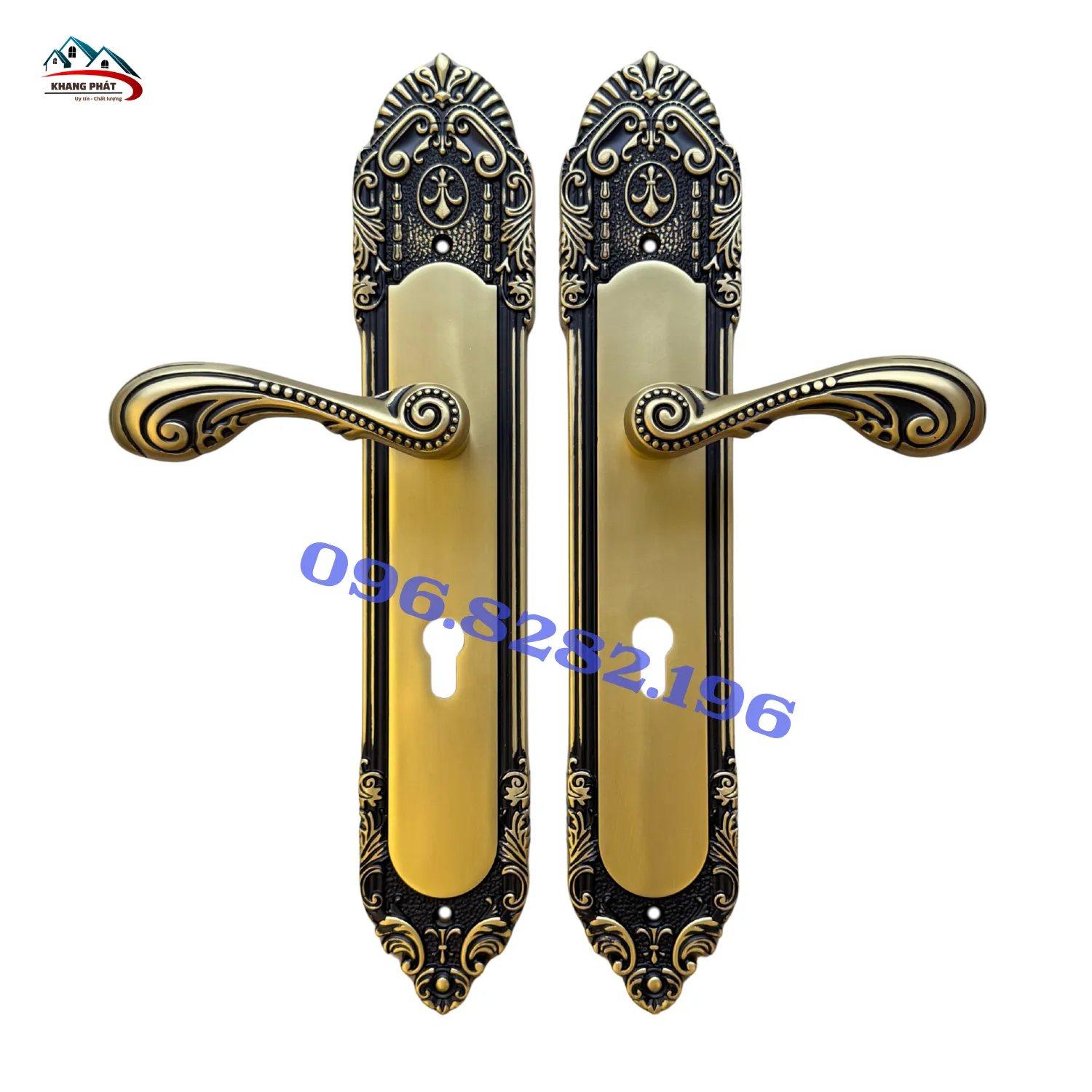 Khóa cửa chính tay gạt màu đen KP1818-40-DFS lắp trên cửa gỗ