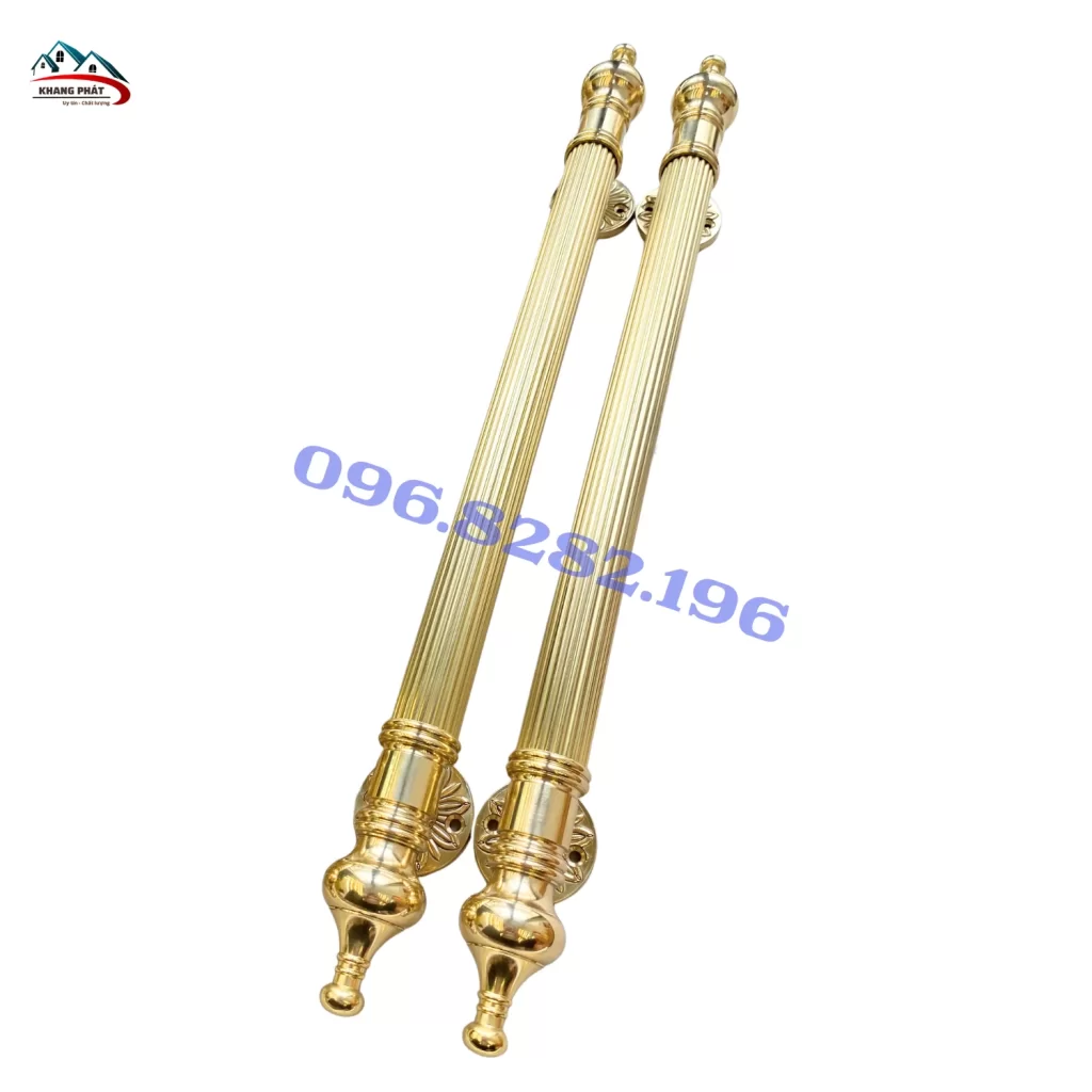 Tay kéo cửa thân sọc bằng đồng màu vàng bóng dài 60cm