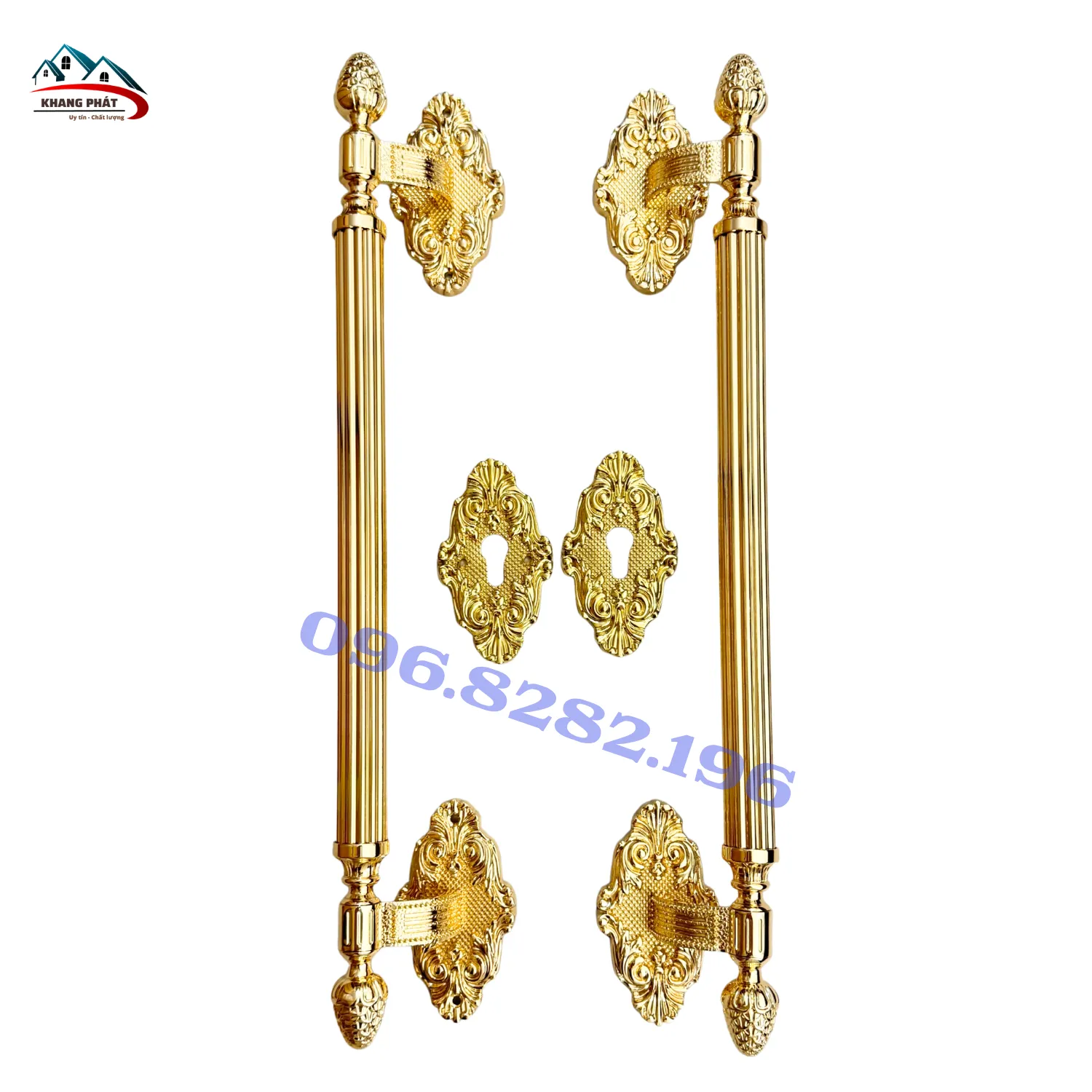Tay kéo cửa lệch tâm bằng đồng màu vàng bóng KP-TNLT160B