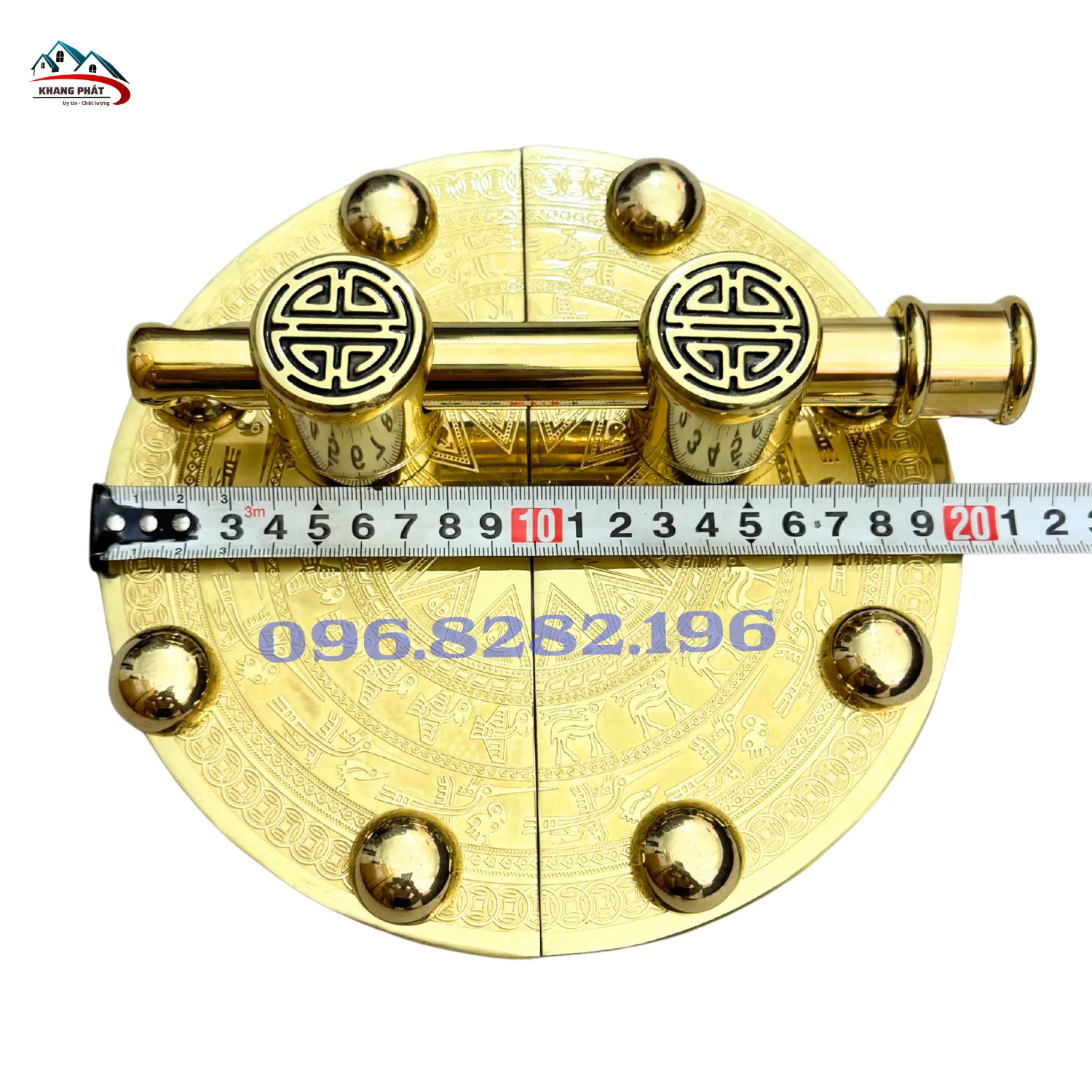 Chùy mâm trống đồng 20cm màu vàng bằng đồng thau đúc cao cấp